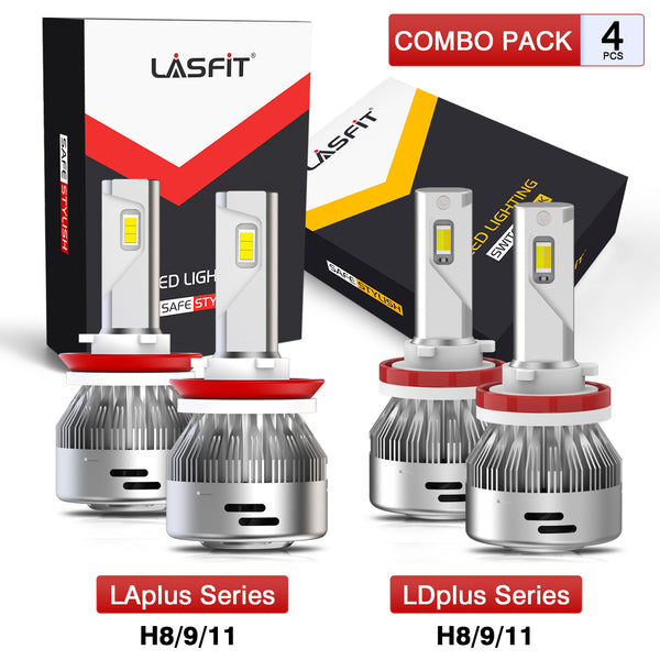 LASFIT H1 Bulbs, 6000K Super Bright Cool White 360 Adjustable Beam Upgrade  Mini Size Plug and Play, Pack of 2