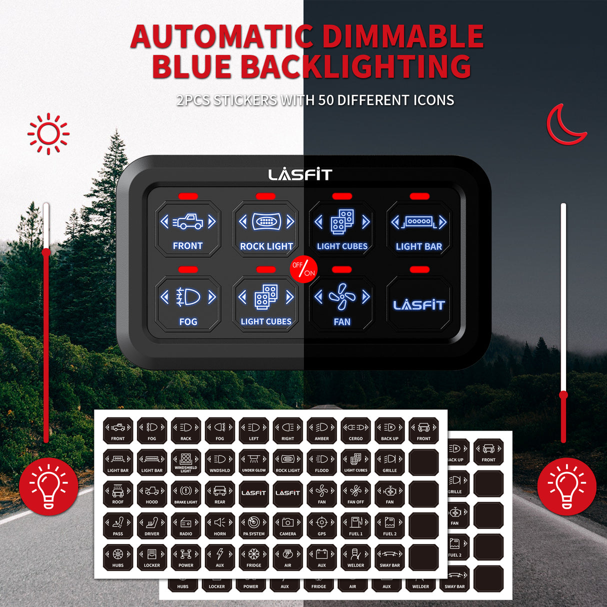 Lasfit 8 Gang Switch Panel Automatic Dimmable