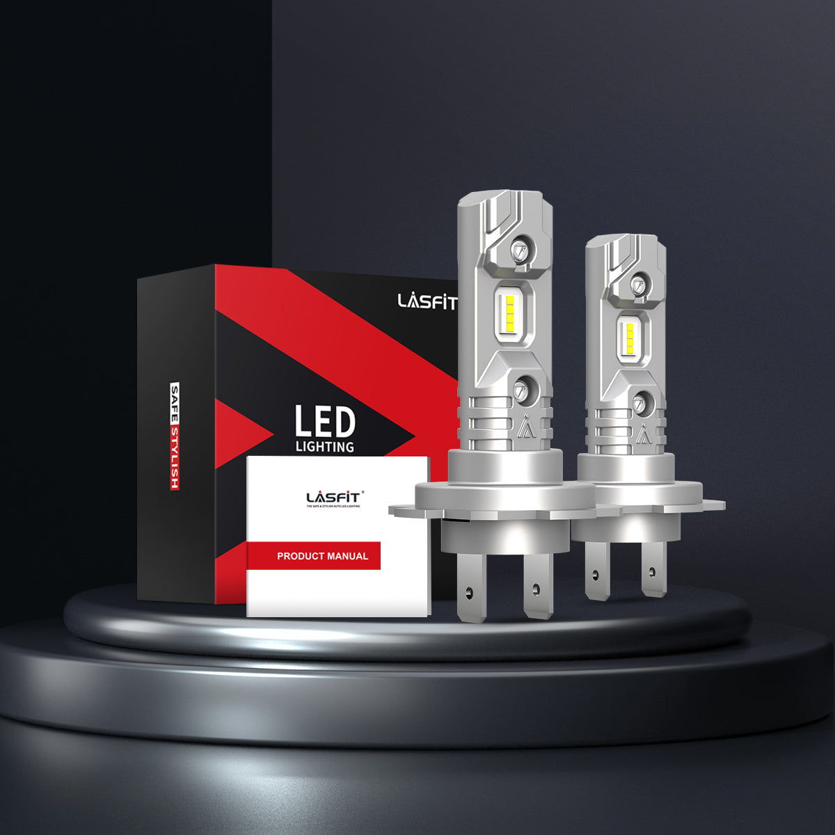 H7 LED Fanless Headlight/Fog Light Conversion Kit with Compact Heat Sink -  4,000 Lumens/Set