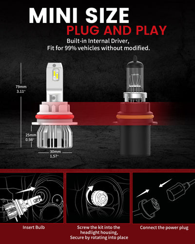 2.Lasfit LCplus 9004 LED Bulbs mini size plug and play