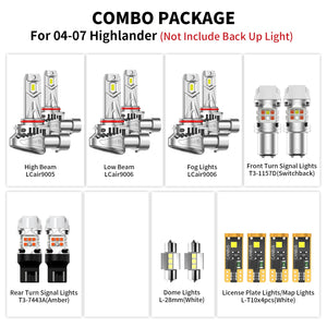 Fit for 2001-2007 Toyota Highlander LED Bulbs Exterior Interior Lights Upgrade