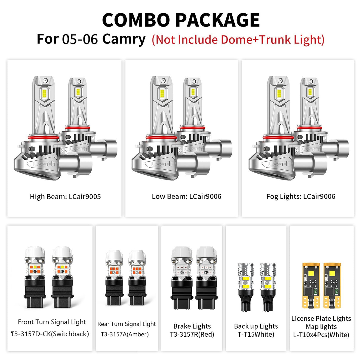 Fit for Toyota Camry 2002-2006 LED Bulbs Exterior Interior Light Bulbs Plug n Play