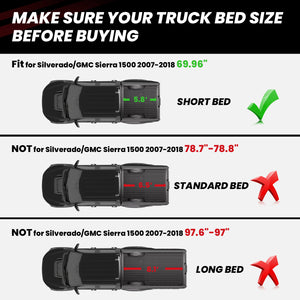 Fit for 2007-2018 Chevrolet Silverado 1500 Heavy Duty 5.8FT/6.5FT Bed Mat (Not Fit 2007 Classic Body Style)