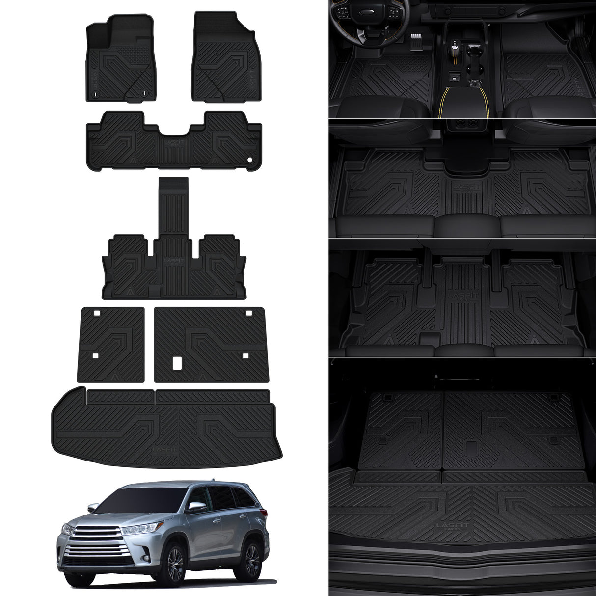 2014-2019 Toyota Highlander Gas custom fit Floor Mats & Cargo Mats