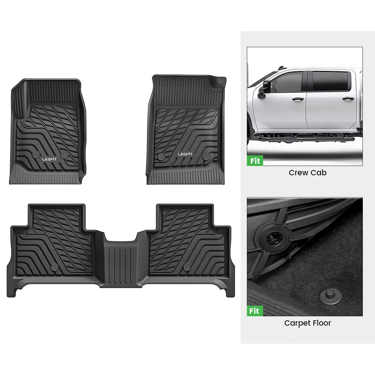 2015-2022 Chevrolet Colorado Floor Mats TPE Crew Cab