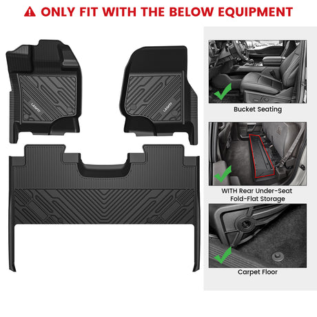 Fit for 2015-2025 Ford F-150 and 22-25 Lightning Models CrewCab or SuperCab Floor Mats | Carpeted Floor & Front Bucket Seats Only