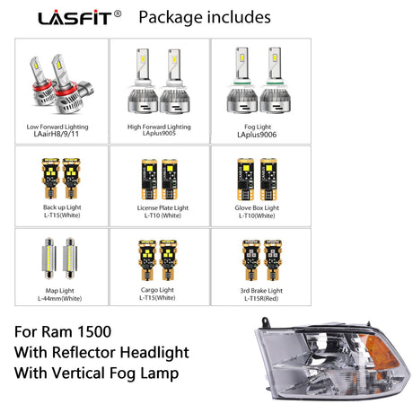 Fit for 2016-2018 Ram 1500 LED Bulbs 9005 H11 Exterior Interior Lights