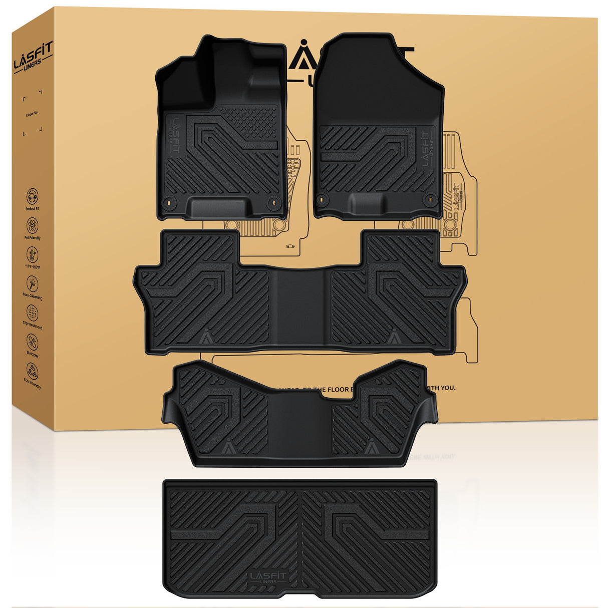 Fit for 2016-2022 Honda Pilot Floor Mats & Cargo Mat With 8 Seats Only | Don't Fit Elite Models