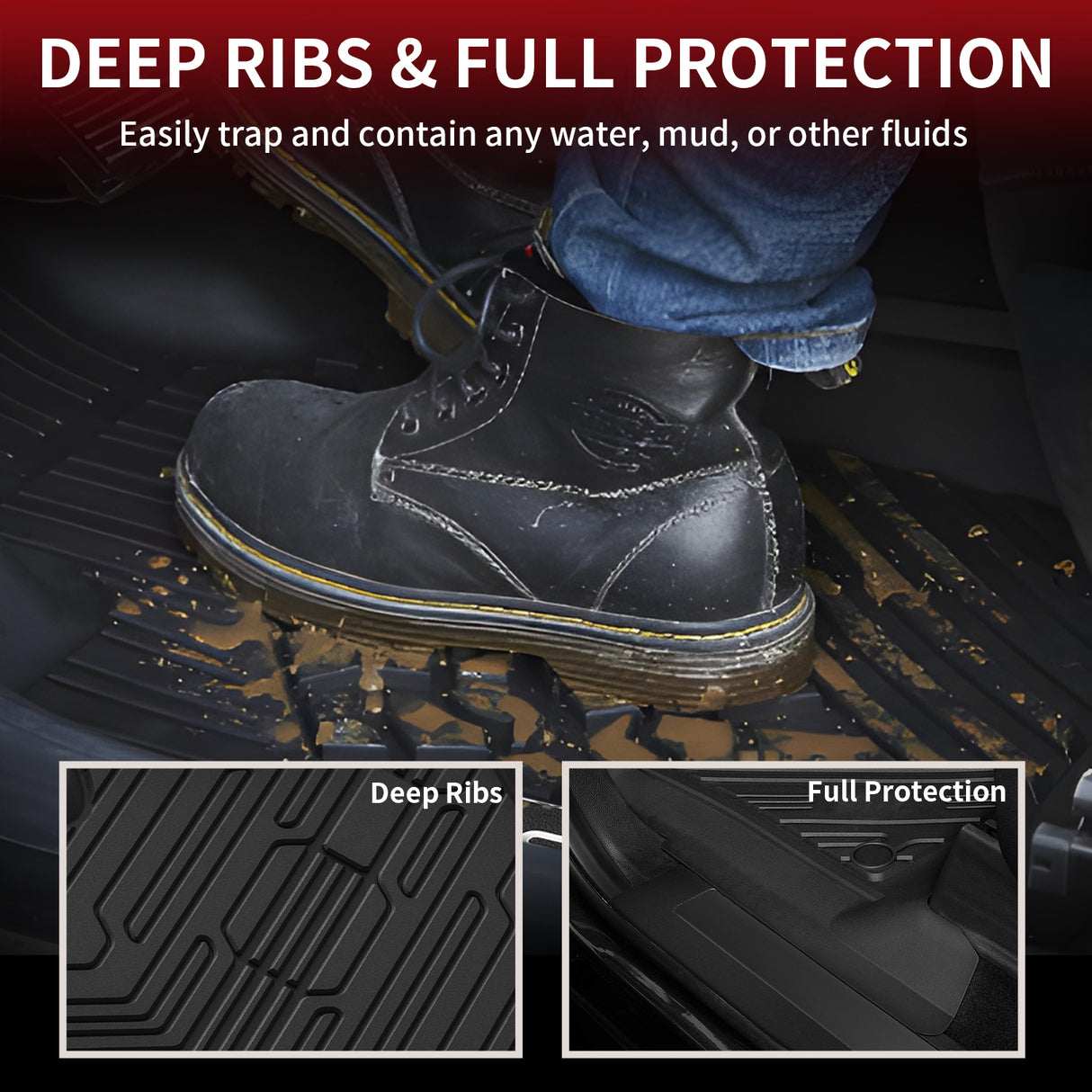 Ford Super Duty F-250 F-350 2017-2024 Deep Ribs Floor Mats