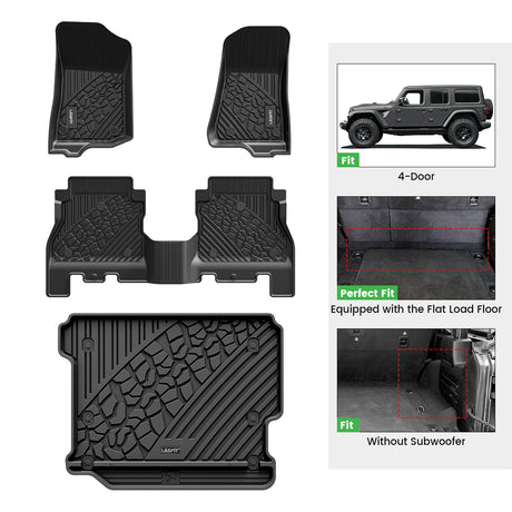 2018-2025 Jeep Wrangler JL Floor Mats 4-doors Without Subwoofer