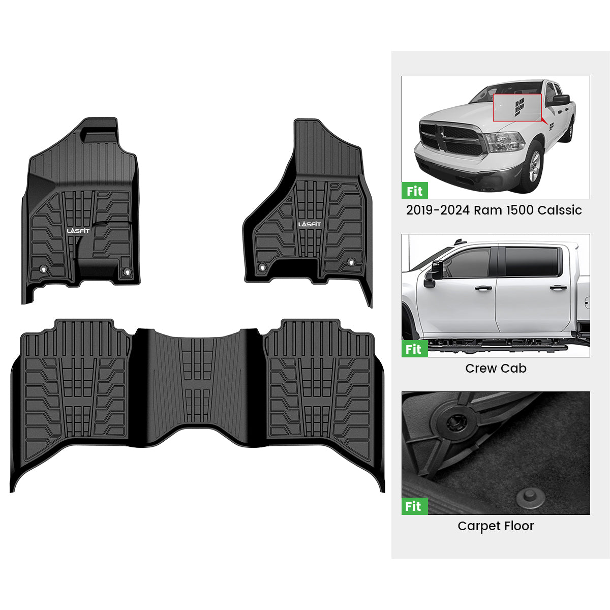 2019-2024 Ram 1500 Classic All-Weather TPE Floor Mats