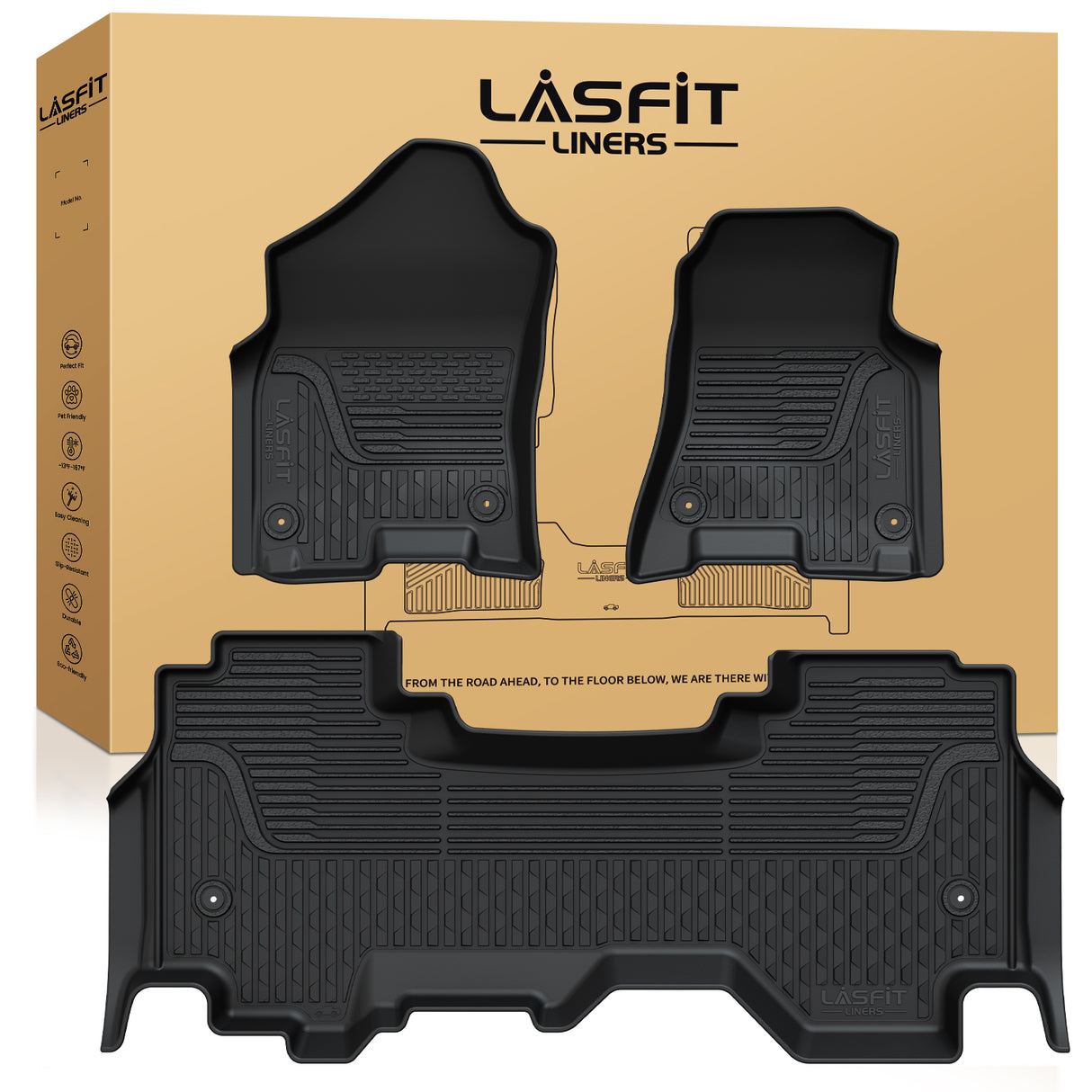 Fit for 2019-2024 Ram 1500 All-Weather TPE Floor Mats, Don't Fit Classic Model