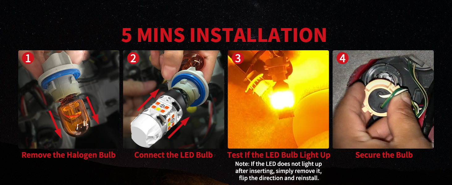 T3-7443-ck led bulbs 4 steps installation