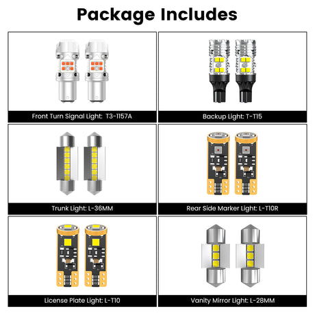 Lasfit combo package led bulbs for 2021-2023 Hyundai Santa Fe SE/SEL/XRT 