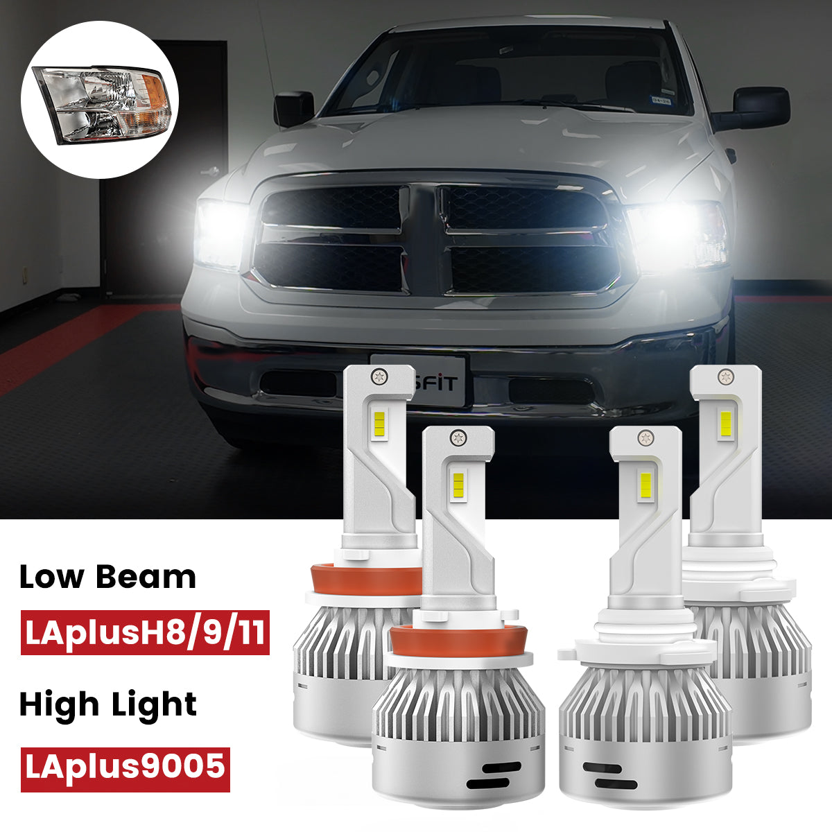 Fit for 2021-2024 Ram 1500 Classic LED Bulbs H11 9005 Exterior Lights