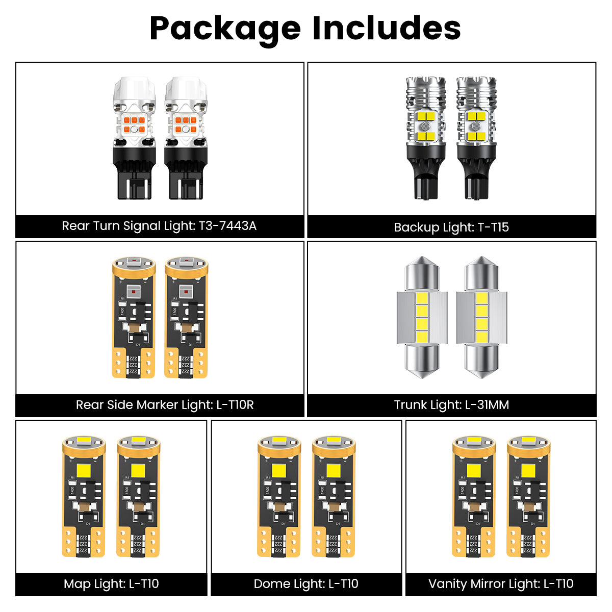 Lasfit combo package led bulbs for 2021-2025 Nissan Rogue Platinum