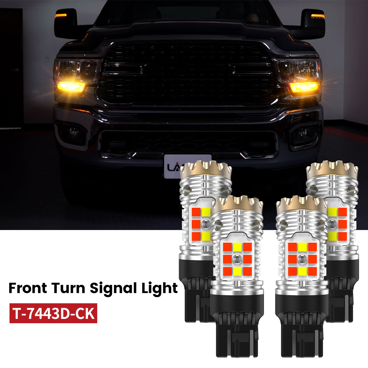 Lasfit 7443 led front turn signal lights fit for 2022-2024 Ram 2500 3500  