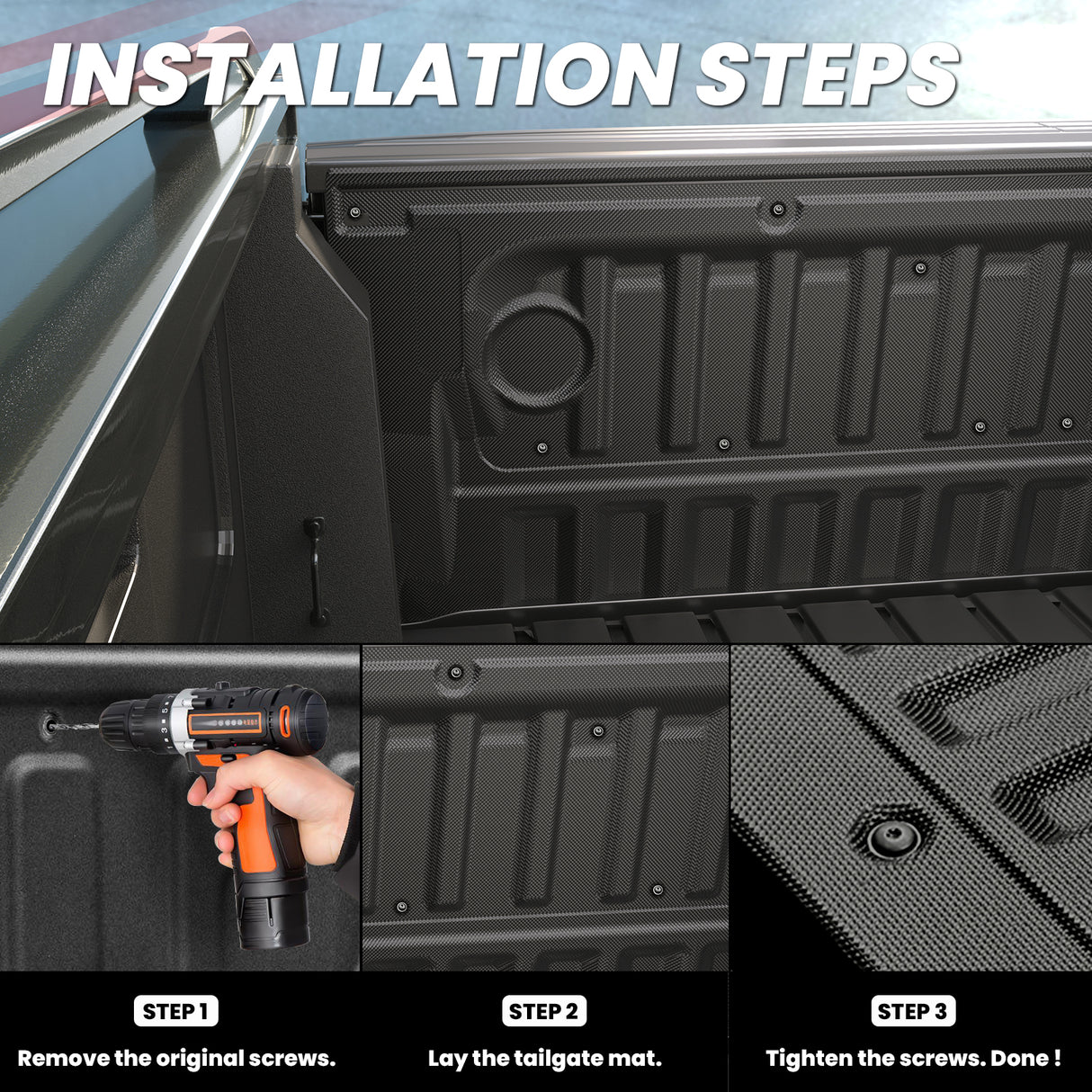 2024-2025 Ford Ranger Tailgate Mat Installation Steps