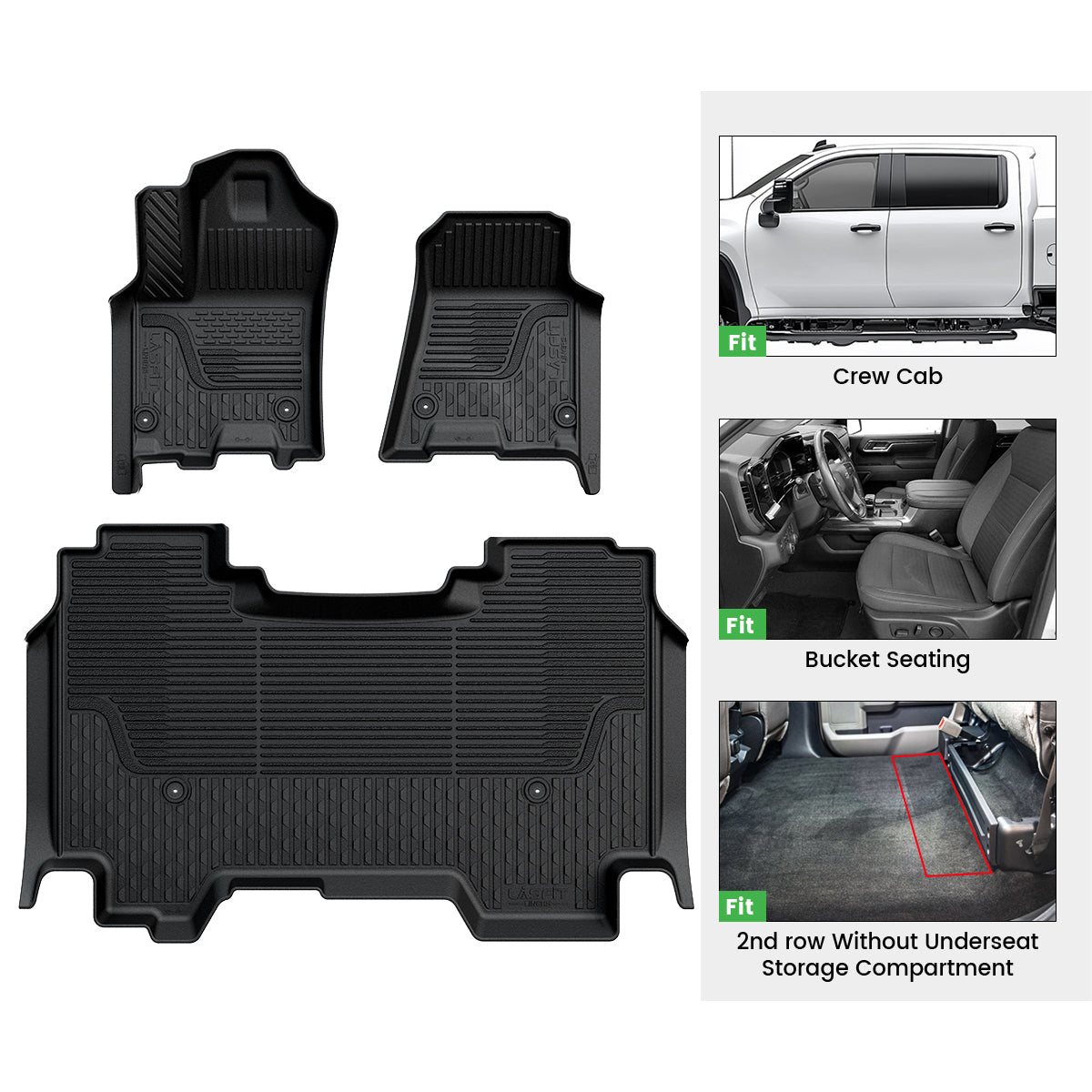 2025 Ram 1500 Crew Cab Without Storage All-weather Floor Mats 