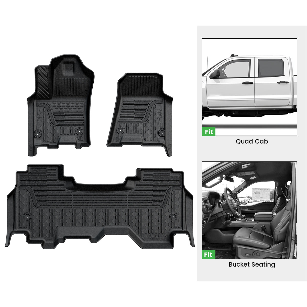 Fit for 2025 Ram 1500 All-weather Floor Mats With Bucket Seating Only