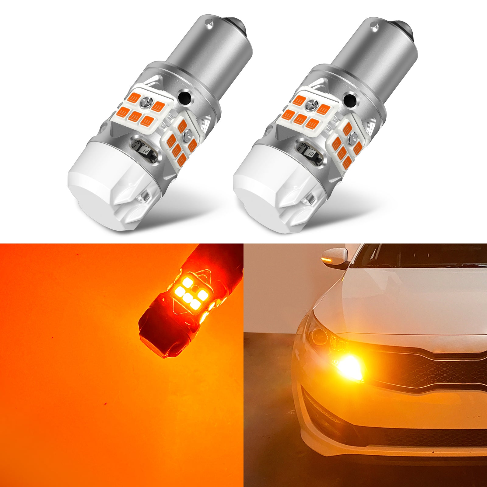 Alopee 1156 LED Bulb Amber, 1156 LED Turn Signal Bulb for 7506 1003 P21W  Tail Lights, Turn Signal Light 33SMD 2835 Chips, DC/AC 12-24V, Pack of 2 :  : Car & Motorbike