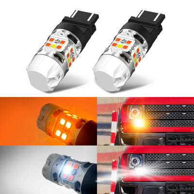 3157 3057 4057 4157 Switchback CanBus LED Bulbs Front Turn Signal Lights | Error Free Anti Hyper Flash CK Socket, T3 Series Upgraded Version | 2 Bulbs