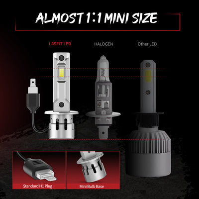 AMiO RS+ Slim Series H1 LED Headlight kit - up to 340% more light - 6000K -  MK LED