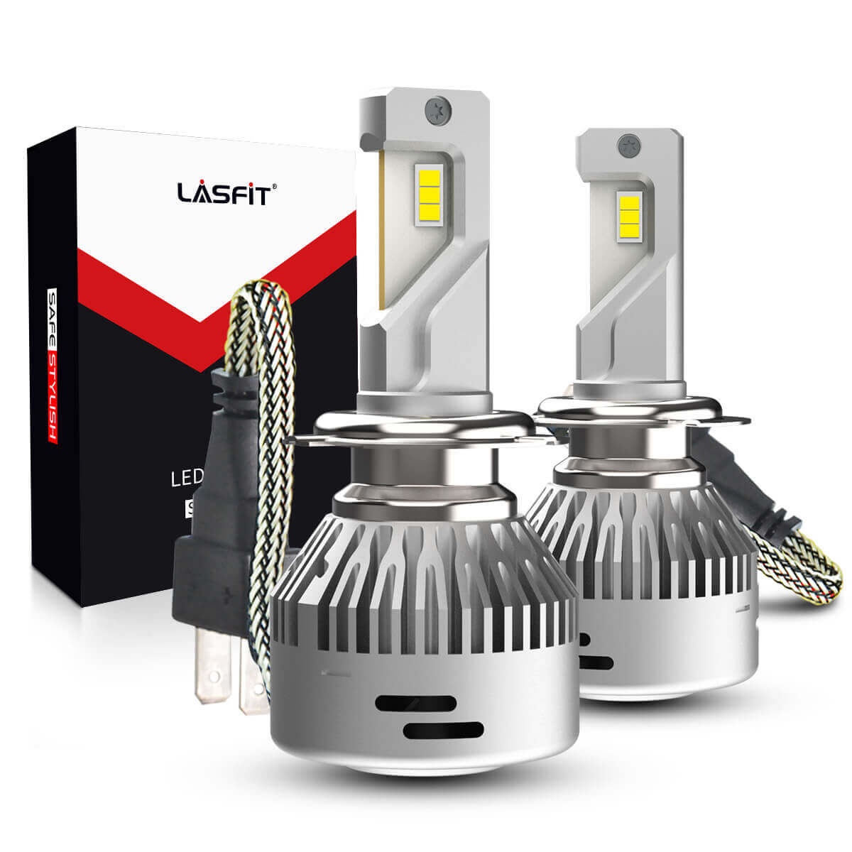 Lasfit H7 LED Headlight Bulbs, High Beam/Low Beam/Fog Light-Wireless  Noiseless 40W 4000LM 6000K 1:1 Design with Halogen Bulb