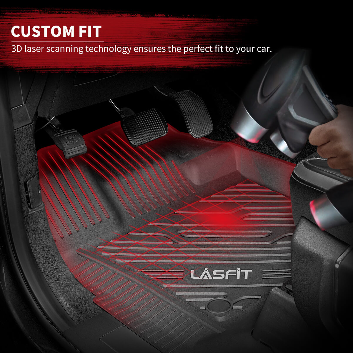 Lasfit Floor Mats Fit for 2020-2023 Hyundai Santa Fe (Not for Hybrid), All Weather Custom Fit Car Floor Liners 1st & 2nd Row, Black