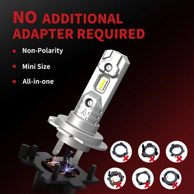 Kit AMPOULES H7 LED Ventilées FF2 - 5000Lms - 6000°K - Taille Mini