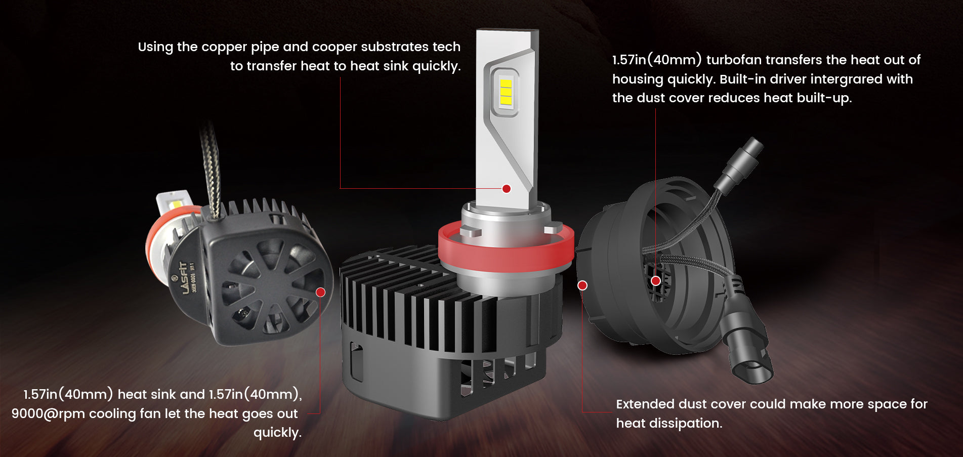 2022-2024 Ram 2500 3500 H11 9005 led bulbs unique heat dissipation system