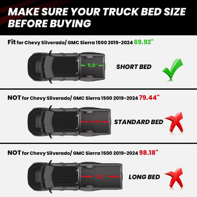 Fit for 2019-2024 Chevrolet Silverado 1500 5Feet 8inch Short Truck Heavy Duty Custom Bed Liners