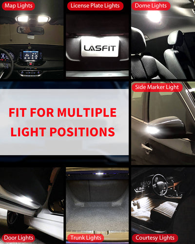 LASFIT 400 Lumens 194 LED Light Bulb, Extremely Bright T10 168 2825 W5W  Wedge 3030 Chipsets Error Free for Car Interior Dome Map Door Courtesy  Lights