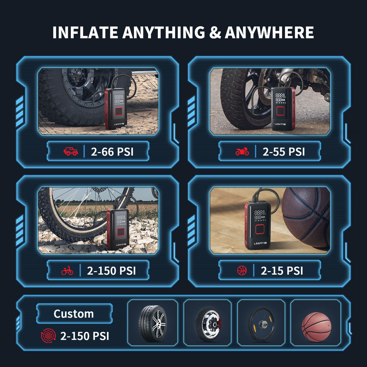 LASFIT Tire Inflator Inflate Anywhere