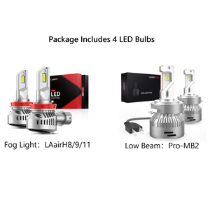 LAairH11 LED fog light and Pro-MB2 LED low beam fit for 2018-2021 Volkswagen Tiguan 