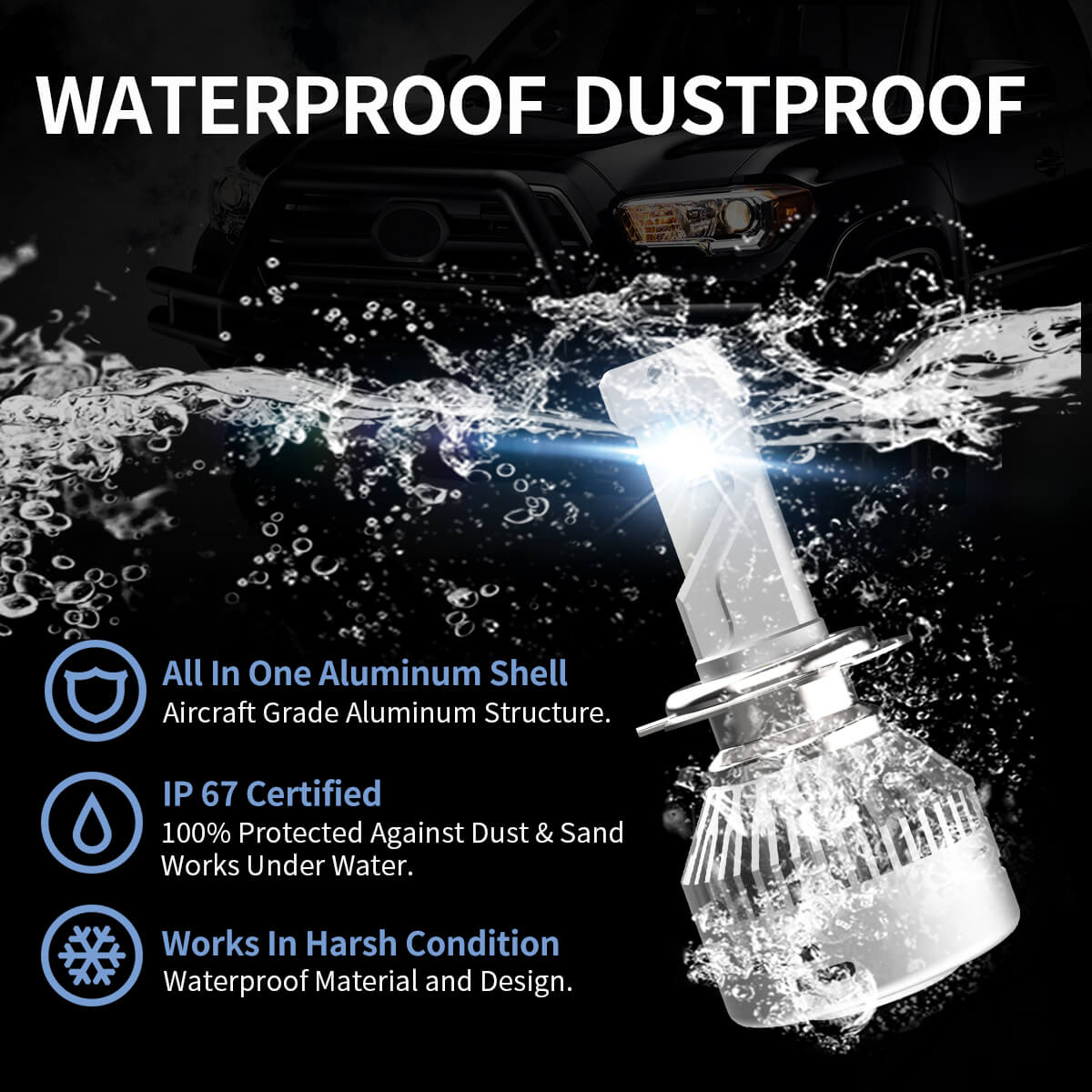 LA Plus H7 led bulbs IP67 waterproof 