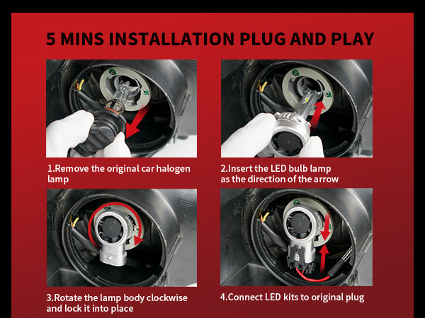 LCair 9006 9005 led bulbs easy installation