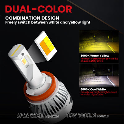 LDplus H11 LED bulb dual color design