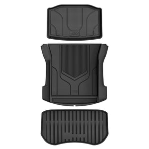 Fit for 2021 Tesla Model 3 Floor Mats TPE Material 1st & 2nd & Cargo Custom All Weather