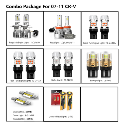 Fit for 2007-2014 Honda CR-V LED Bulbs H4 Exterior Interior Bulbs Plug n Play