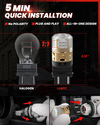 Lasfit L2-3157R LED Bulbs 5mins installation