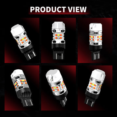 Details of the switchback T3-7443 LED turn signal bulbs