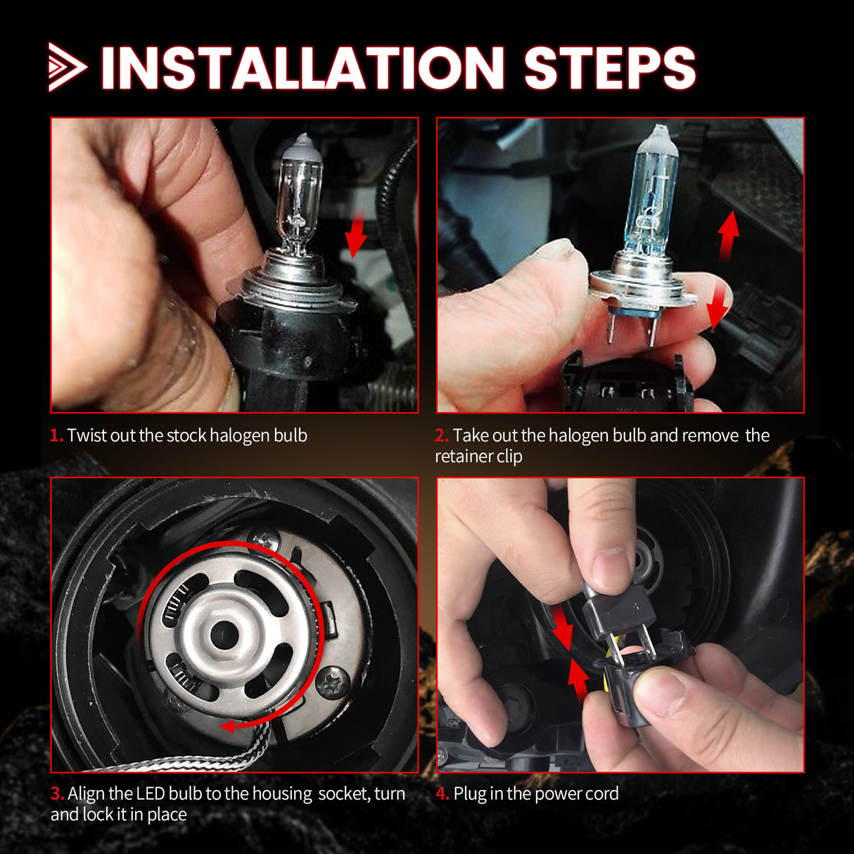 Lasfit custom-made H7 led bulbs installation steps