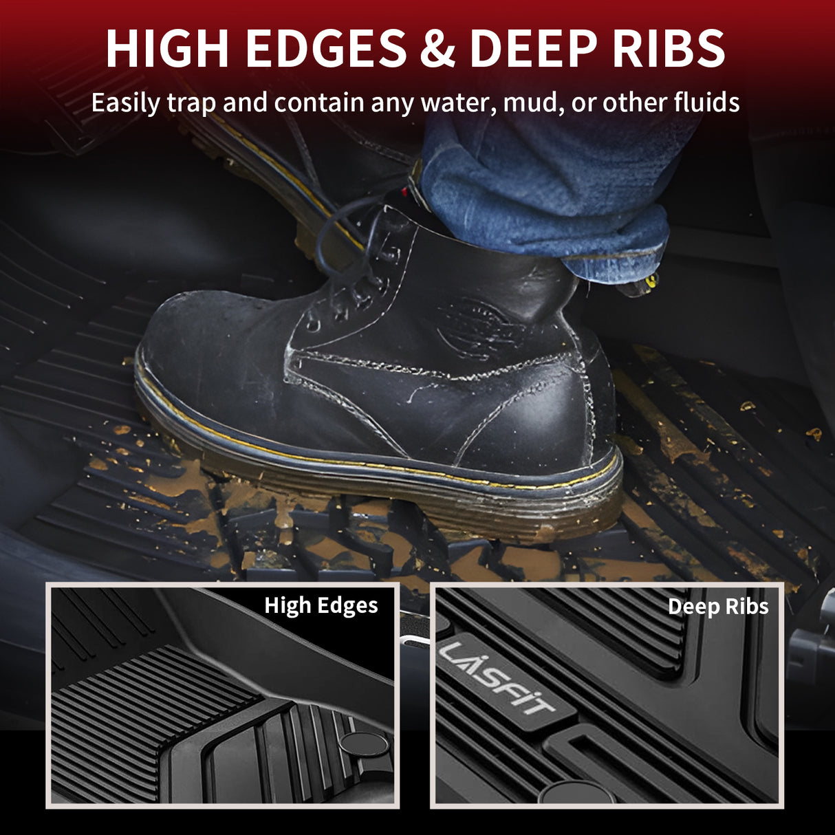 Ram 1500 Crew Cab 2019-2023 Custom Floor Mats High Edges