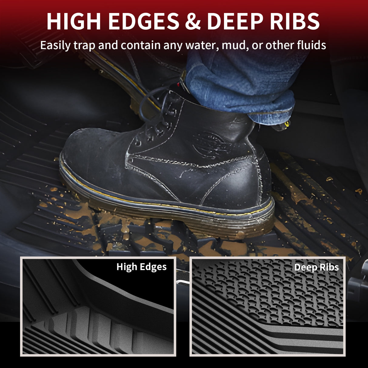 High Edge and deep ribs floor mats for Subaru Impreza 2017-2023, Don't fit Manual Transmission