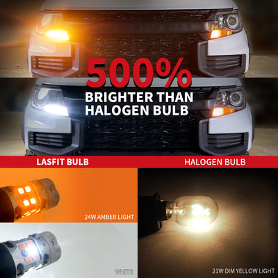 Switchback T3-7443 led turn signal bulb 500% brighter than halogen bulbs