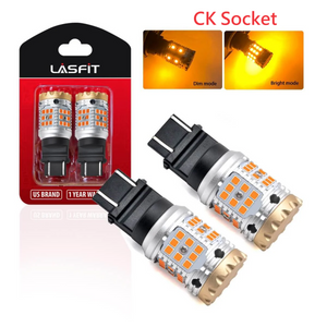 3157 3057 4057 4157 Amber CanBus LED Bulbs Turn Signal Light | Error Free Anti Hyper Flash CK Socket, T3 Series Upgraded Version | 2 Bulbs