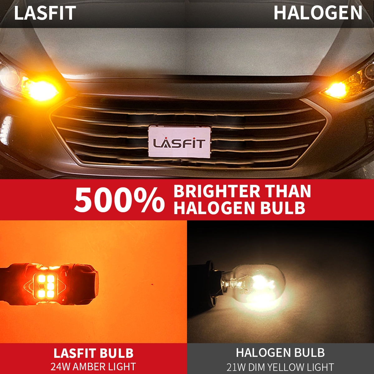 amber T3-1157 led bulbs 500% brighter than halogen bulbs