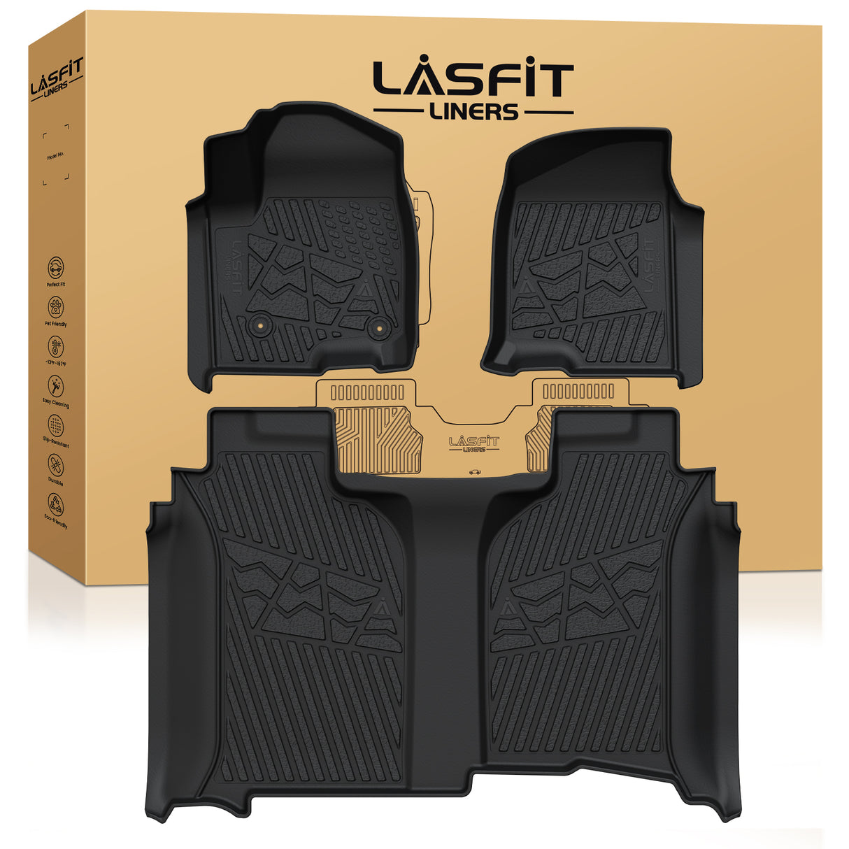 Fit for 2020-2025 Chevrolet Silverado HD 2500 3500 Crew Cab Floor Mats, Fit Bucket Seat & Carpet Floor Only