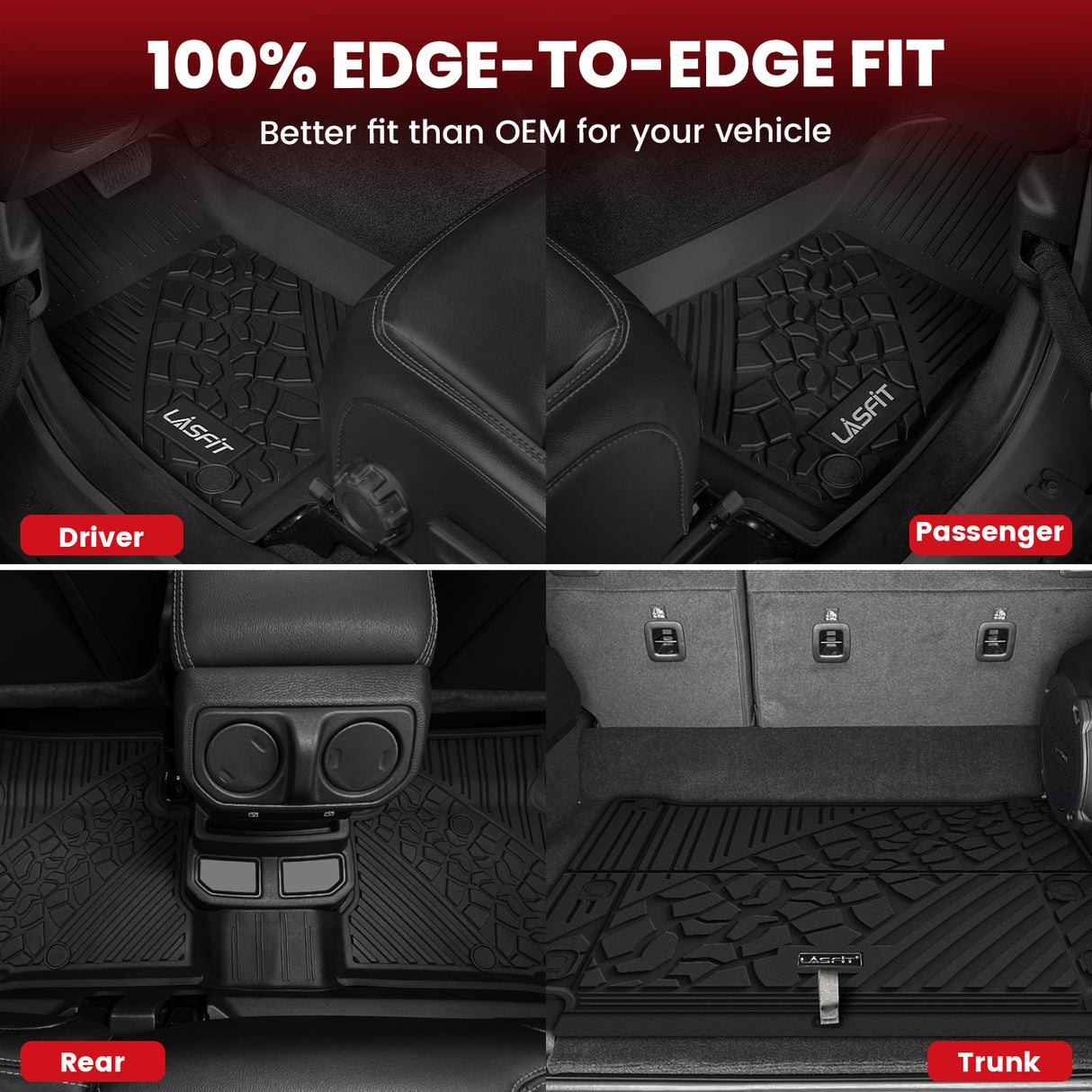 Fit for 2021-2025 Jeep Wrangler 4xe All-Weather Floor Mats & Cargo Mat